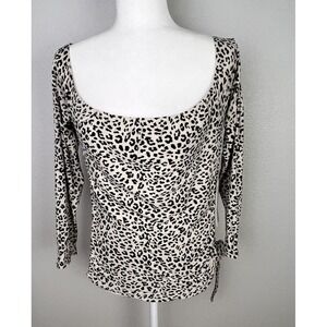 Orange Kiss Cheetah Leopard Cinched Cut Out Sides Women's Top‎ Plus Size 1X